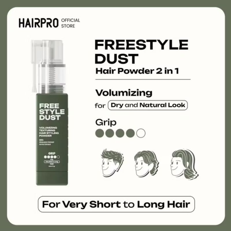 Hairpro Professional Freestyle Dust Powder - Bubuk Hairnerds Premium Bubuk Bedak Penata Rambut Styling Volume Pomade Bubuk Hair Clay — foto 4