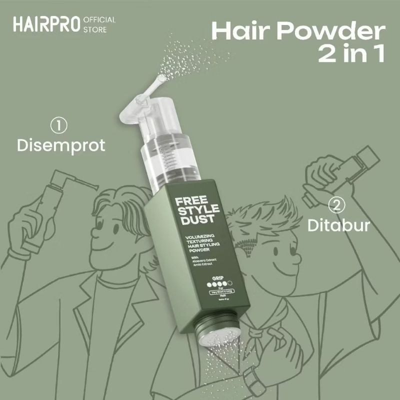 Hairpro Professional Freestyle Dust Powder - Bubuk Hairnerds Premium Bubuk Bedak Penata Rambut Styling Volume Pomade Bubuk Hair Clay — foto 5