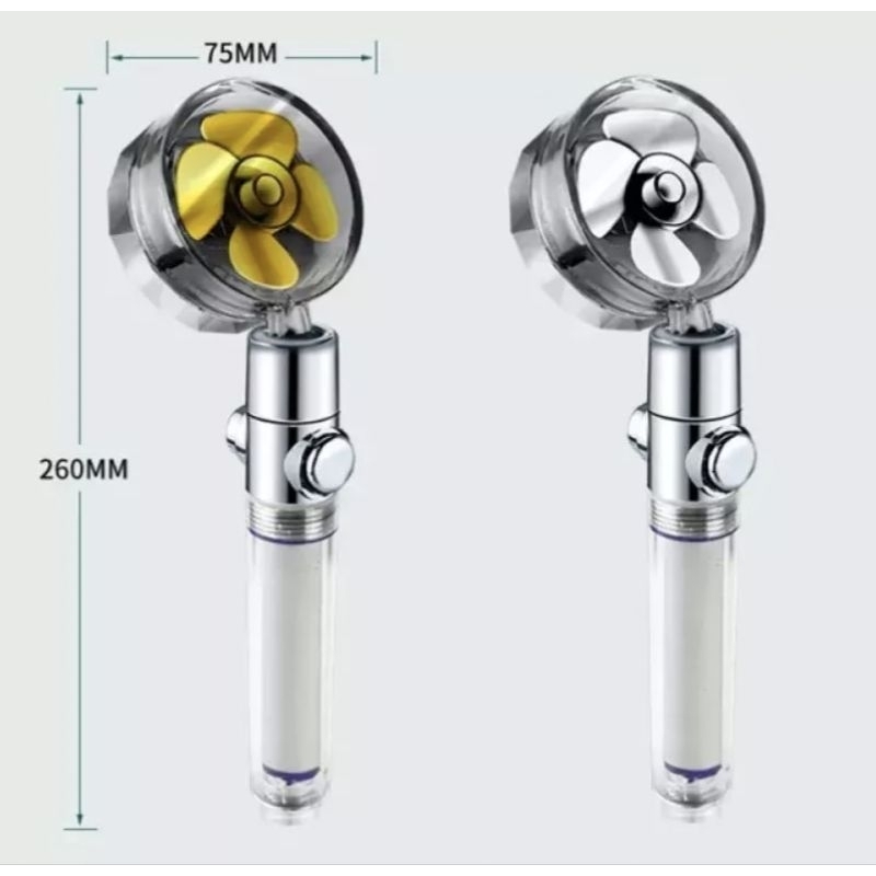 Turbo Fun Shower Head Water Saving Hight Pressure Rainfall Propeller ABS JET / Sower Kamar Mandi Jet Pump — foto 2