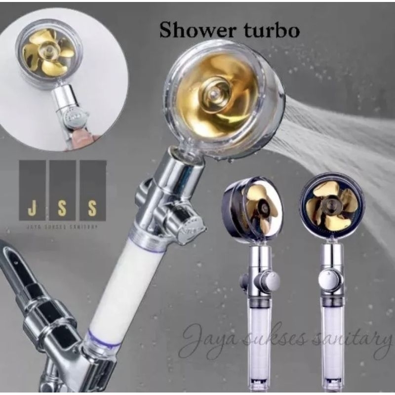 Turbo Fun Shower Head Water Saving Hight Pressure Rainfall Propeller ABS JET / Sower Kamar Mandi Jet Pump — foto 4