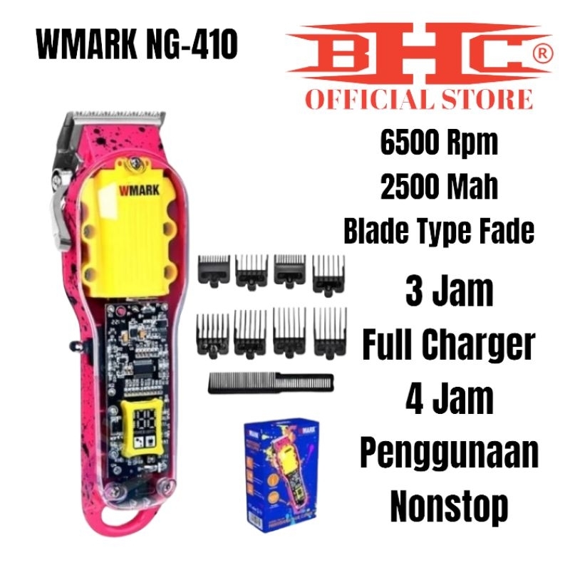 WMARK NG-410 TRANSPARENT PINK ORIGINAL / HAIR CLIPPER MESIN CUKUR RAMBUT