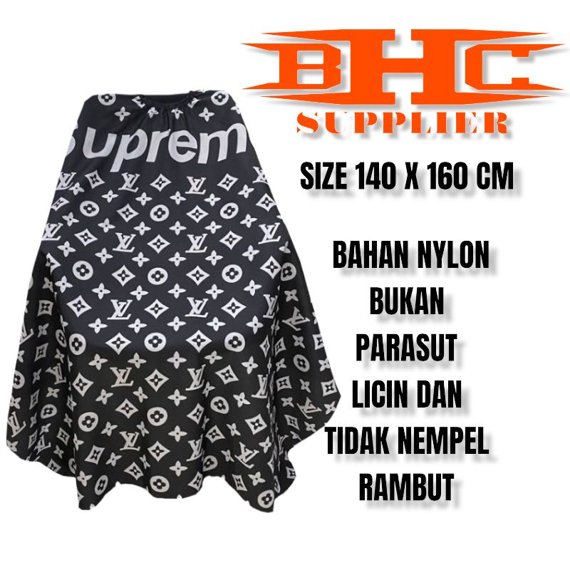 Kain Pangkas Rambut Supreme Black / Jubah Barbershop Dan Salon Rambut Beauty