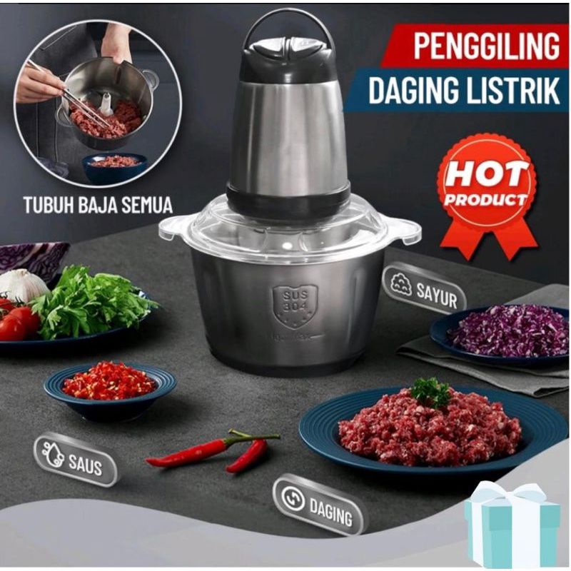 PROMO CHOPPER BLENDER DAGING SAYUR DLL BAHAN STAINLESS STEEL ANTI KARAT ORIGINAL MKC — foto 4