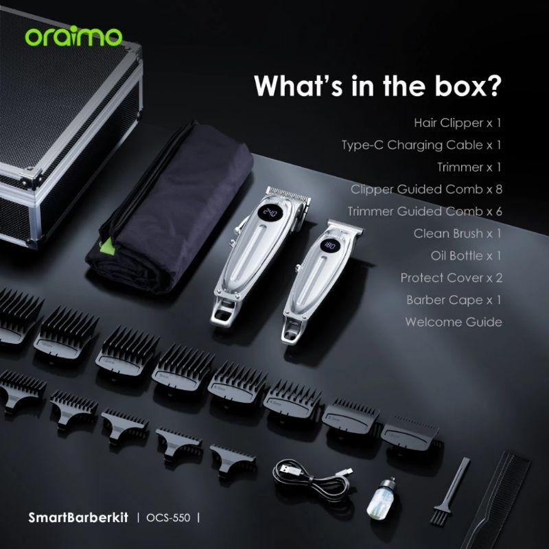 Oraimo Paket Smart Combo Clipper Trimmer OCL-550 Garansi 1 Tahun Original Mesin Pencukur Rambut Barber Salon Pangkas Rambut — foto 2