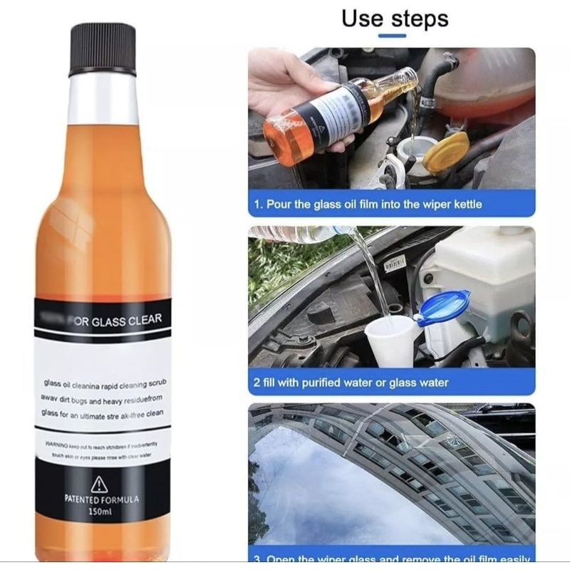 Cairan Pembersih Wiper Kaca Mobil Kilat 150ml - Pembersih Jamur Kaca Mobil 150ml - Cairan Car Glass Oil Film — foto 5