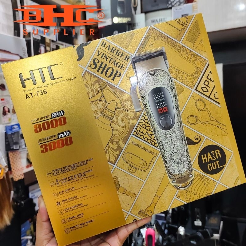 HTC AT - 736 Hair Clipper Trimmer Shaver Mesin Cukur Rambut Original Kliper Klifer Cliper Clifer Mesin Cukur Rambut — foto 3