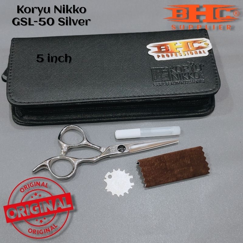 Koryu Nikko Scissors - GSL 50 5 inch Ukir Polos - Hitam Sasak Potong Rambut Gunting Potong Sasak — foto 2