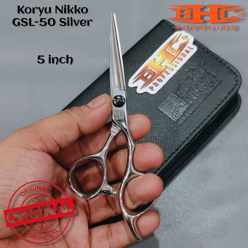 Koryu Nikko Scissors - GSL 50 5 inch Ukir Polos - Hitam Sasak Potong Rambut Gunting Potong Sasak — foto 4