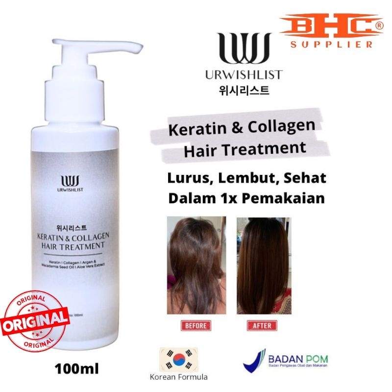 Obat Keratin URWISHLIST Keratin Collagen Hair Treatment Pelurusan Rambut Yang Natural Dan Berkilau Perawatan Rambut Pelurus Rambut Pria Wanita — foto 2