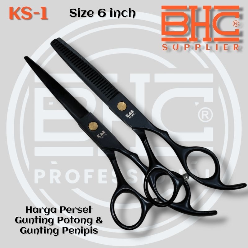 KS-1 Gunting Rambut Kasho KAI Gunting Potong Gunting Penipis Satu Set 6 Inch Barber Salon Pangkas Rambut Sasak Zigzag Zikzak Sisir Aksesoris — foto 2