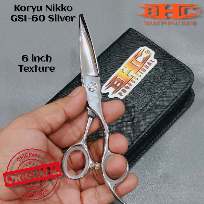Koryu Nikko Scissors - Gunting GSI 60 Texture Sliding Ukir Polos - Hitam Sasak Potong Rambut Gunting Potong Sasak — foto 4