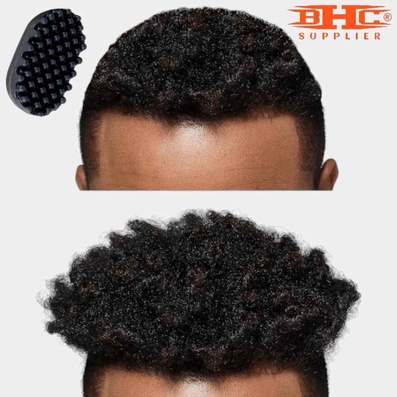 Sisir Sponge Rubber Sisir Karet Khusus Rambut Kribo Gimbal New Magic Twist Hair Curl Sponge Wave rubber Brush Washable Oval Afro Curling Sponge for Black Men — foto 3