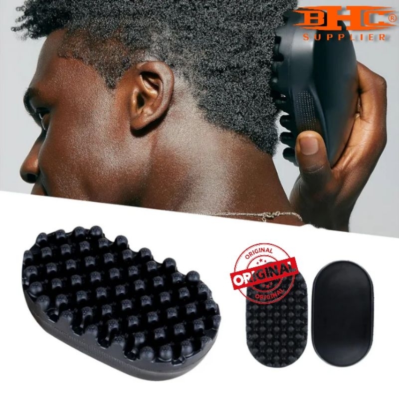 Sisir Sponge Rubber Sisir Karet Khusus Rambut Kribo Gimbal New Magic Twist Hair Curl Sponge Wave rubber Brush Washable Oval Afro Curling Sponge for Black Men — foto 5