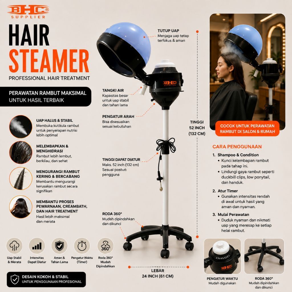 Steamer Rambut Ozone / Steamer Rambut / Hair Steamer / Steamer salon kecantikan Pengering Rambut Perawaran Rambut — foto 2