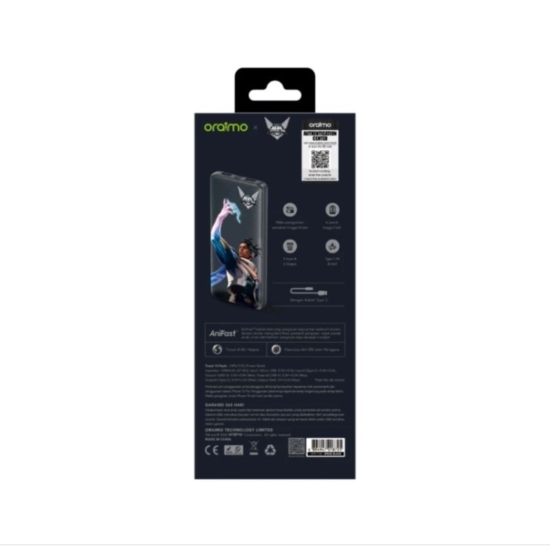 Oraimo Powerbank x MPL Mobile Legends Toast 15 Flash Real Capacity 10000mAh OPB-1100 Triple Output 5V 3A Micro USB Type-C Fast Charging Quick Charge — foto 3