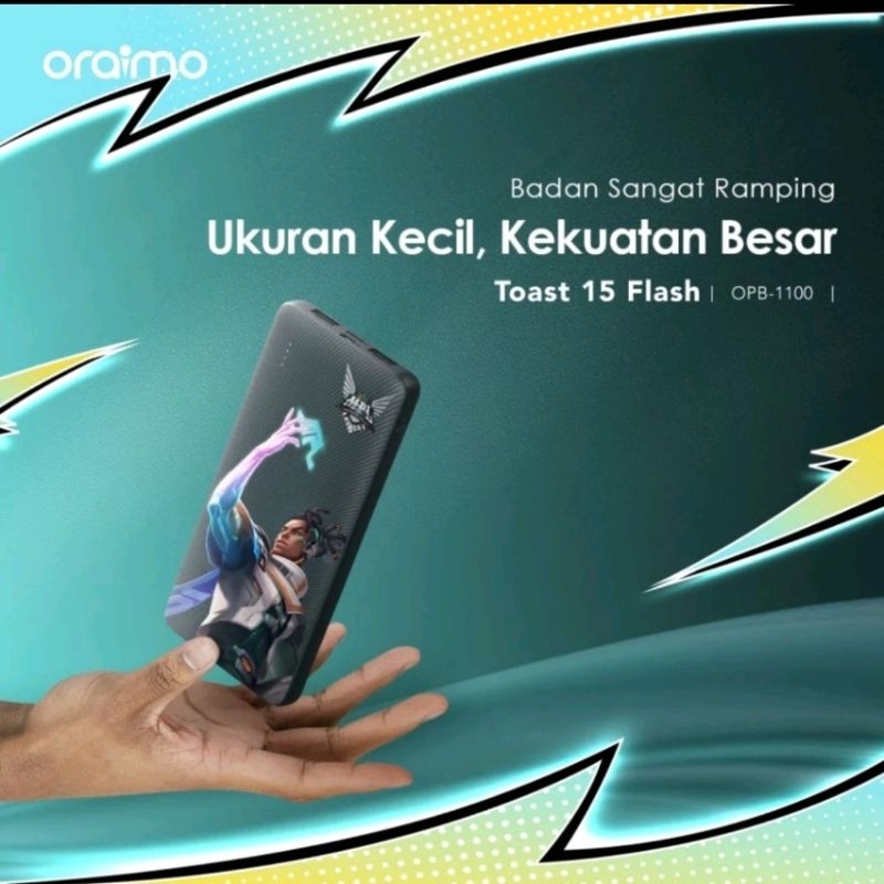 Oraimo Powerbank x MPL Mobile Legends Toast 15 Flash Real Capacity 10000mAh OPB-1100 Triple Output 5V 3A Micro USB Type-C Fast Charging Quick Charge — foto 5