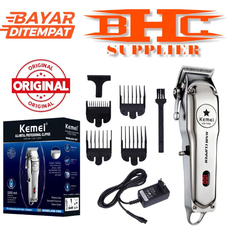 Alat Mesin Pencukur Rambut  KM 1996 HAIR CLIPPER METAL CORDLESS ORIGINAL MESIN CUKUR RAMBUT PORTABLE WIRELESS TANPA KABEL