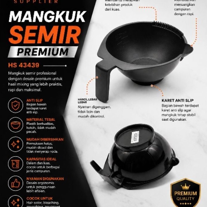 Mangkuk Semir Rambut Premium HS 43439 Anti Slip Mangkok Cat Rambut Profesional Hair Coloring Bowl Wadah Mixing Pewarna Bleaching Smoothing Treatment Kuas Sisir Perapih Hair Dye Bowl Peralatan Salon Barbershop Hairstylist — foto 2