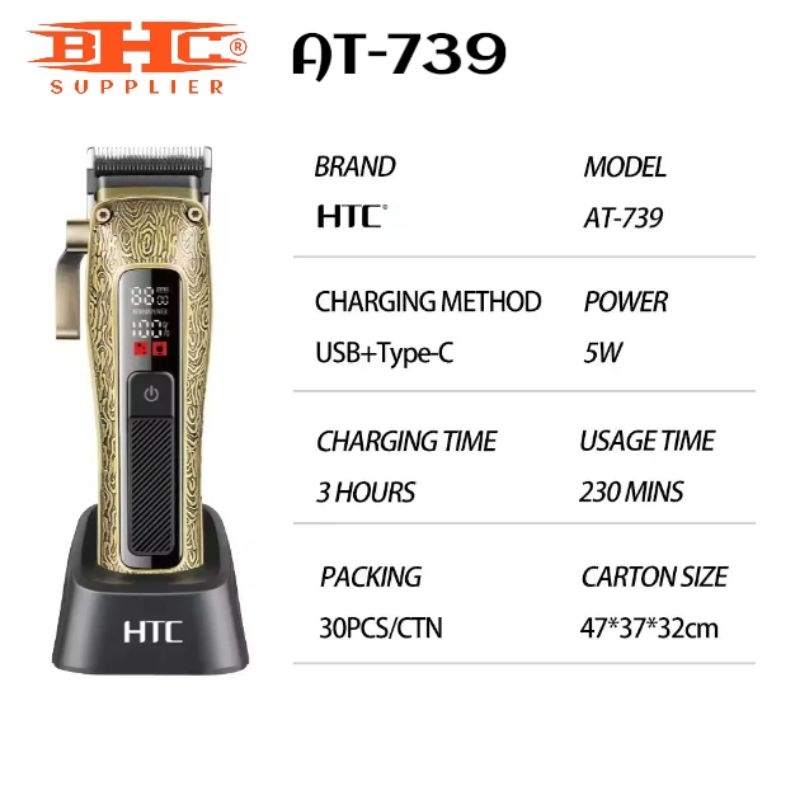 HTC AT 739 Hair Clipper Trimmer Shaver Mesin Cukur Rambut Original Kliper Klifer Cliper Clifer Mesin Cukur Rambut — foto 3