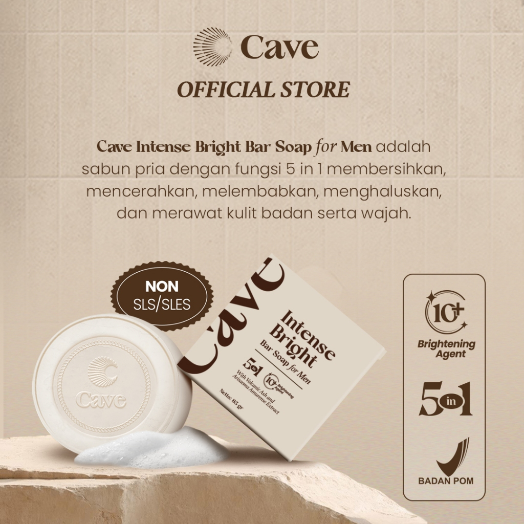 Cave Intense Bright Bar Soap for Men sabun pria 85g NON SLS/SLES — foto 2