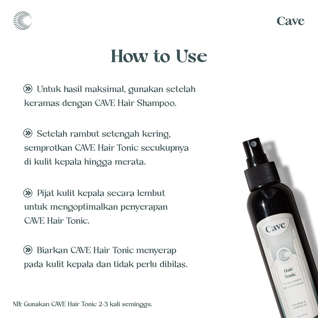 Cave Hair Tonic perawatan rambut yang membantu menutrisi, mengurangi kerontokan, dan merangsang pertumbuhan rambut dengan kandungan Biotin dan Minyak Kemiri — foto 2