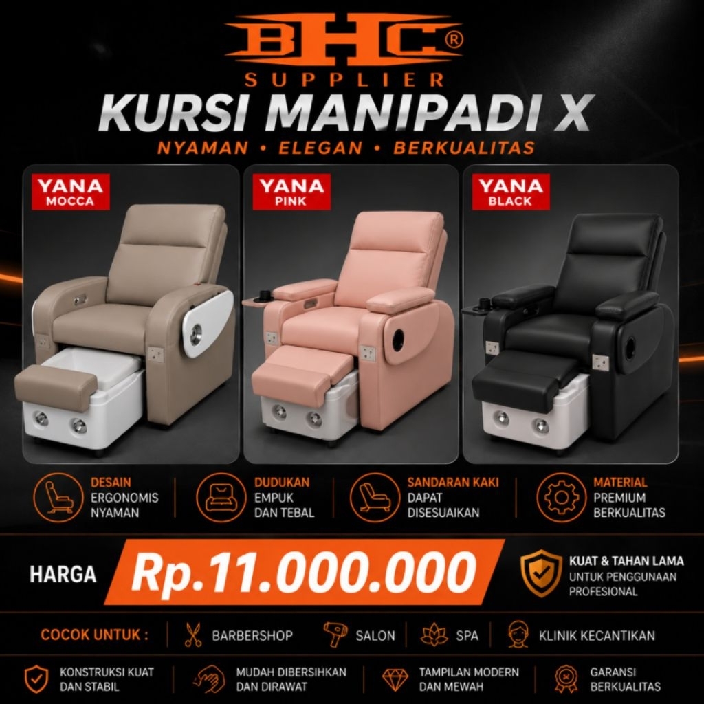 Kursi Manipadi Elektrik MPC YANA Pedicure Chair Salon Spa Nail Salon Kursi Pedicure Premium Bak Air Jet Sandaran Elektrik Reclining Chair Kursi Spa Mewah BHC Supplier — foto 2