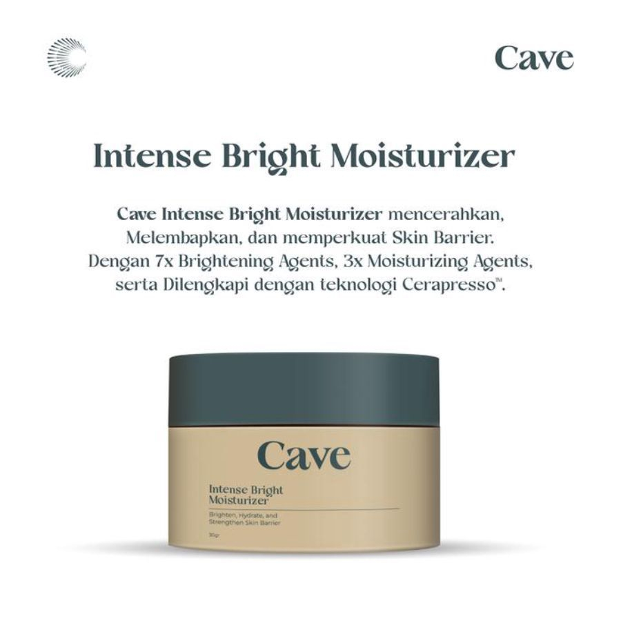 Cave Intense Bright Moisturizer 30grm pelembab khusus wajah pria yang membantu mencerahkan, melembapkan, dan memperkuat skin barrier, dengan tekstur ringan, lembut, dan cepat menyerap tanpa rasa berminyak — foto 2