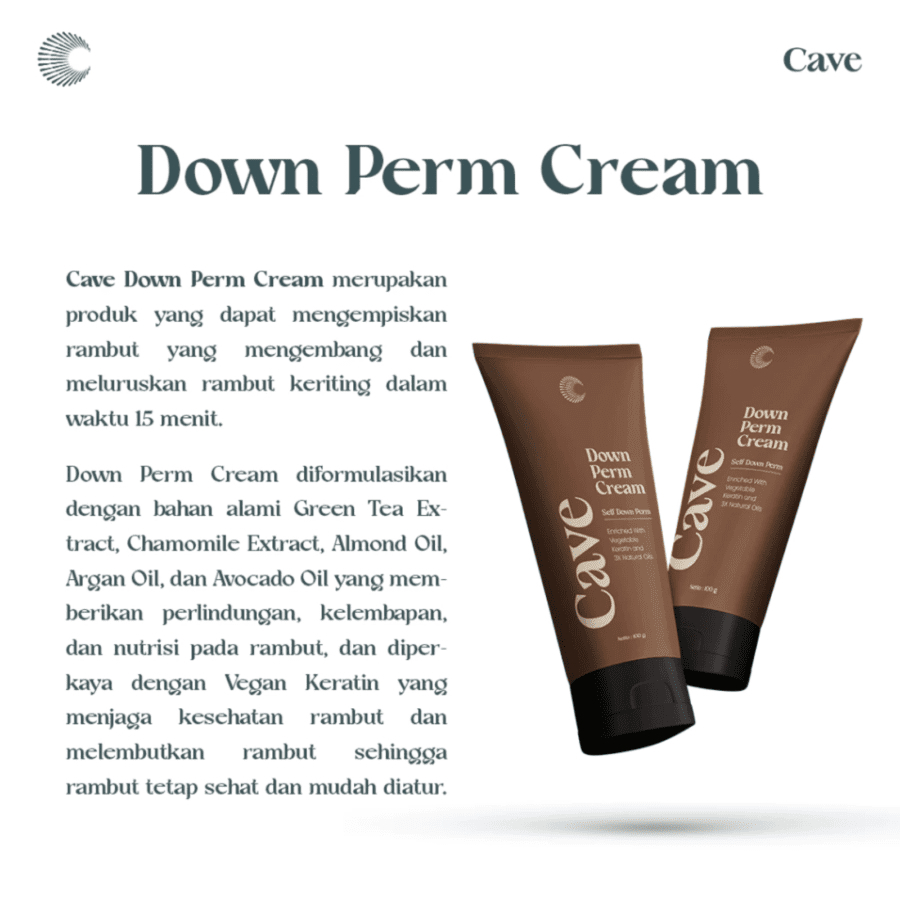 Down Perm Cream Cave 100g Membantu Mengempiskan Rambut Mengembang dan Meluruskan Rambut Keriting Secara Instan Hanya Dalam 15 Menit — foto 3