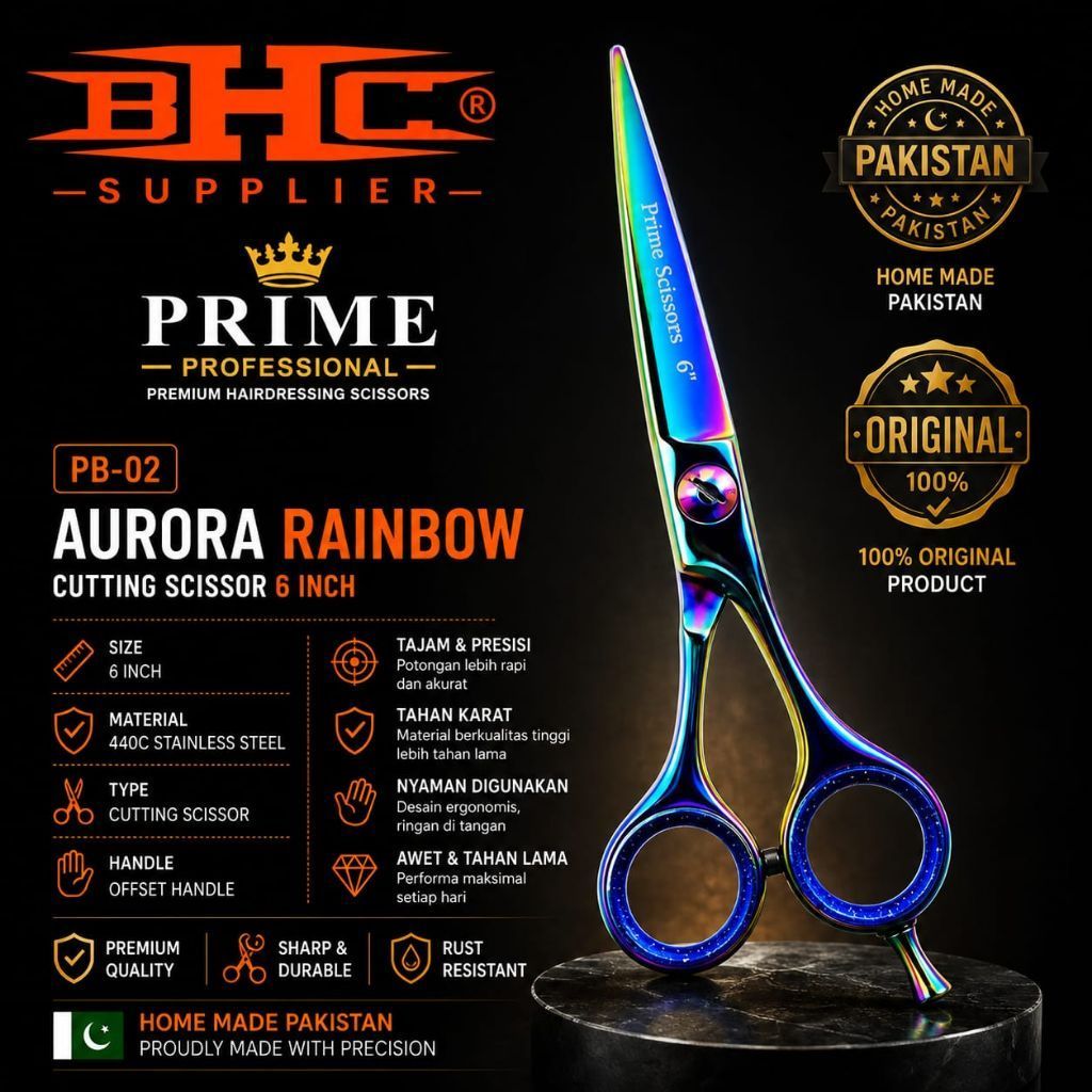 Prime PB-02 Gunting Rambut Salon 6 Inch Matte Black Stainless Steel Ergonomis Gunting Potong Rambut Barber Hair Stylist Pangkas Rambut Pria Wanita Alat Salon Hairdressing Gunting Cukur Rambut Hitam Nyaman Presisi Ringan untuk Salon Barbershop — foto 2