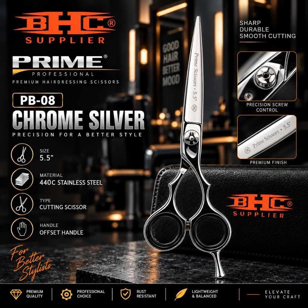 Prime PB-08 Gunting Rambut Salon 6 Inch Matte Black Stainless Steel Ergonomis Gunting Potong Rambut Barber Hair Stylist Pangkas Rambut Pria Wanita Alat Salon Hairdressing Gunting Cukur Rambut Hitam Nyaman Presisi Ringan untuk Salon Barbershop — foto 2
