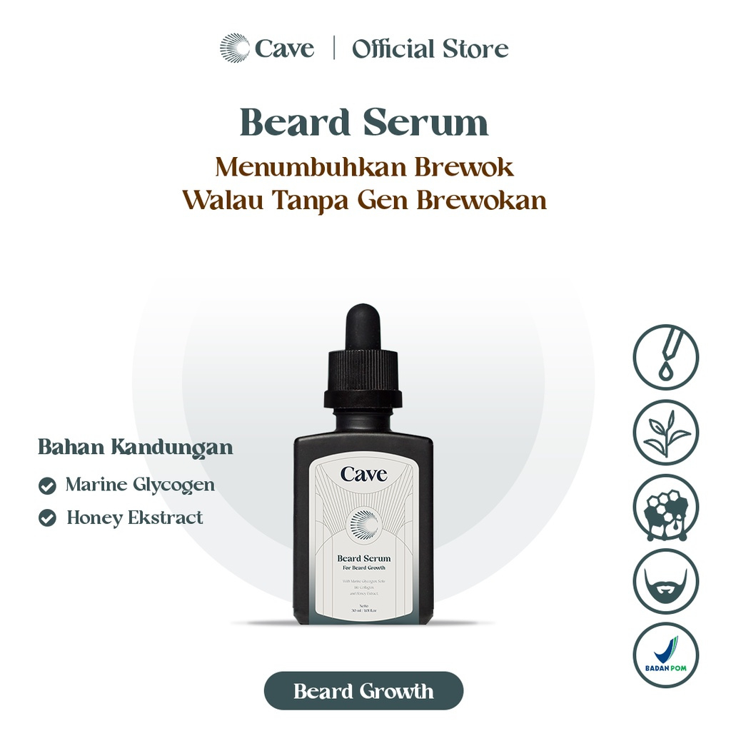 Cave Beard Serum 30ml brewok khusus pria yang mengandung bahan alami untuk membantu menumbuhkan rambut pada area brewok, kumis, alis, dan rambut — foto 2