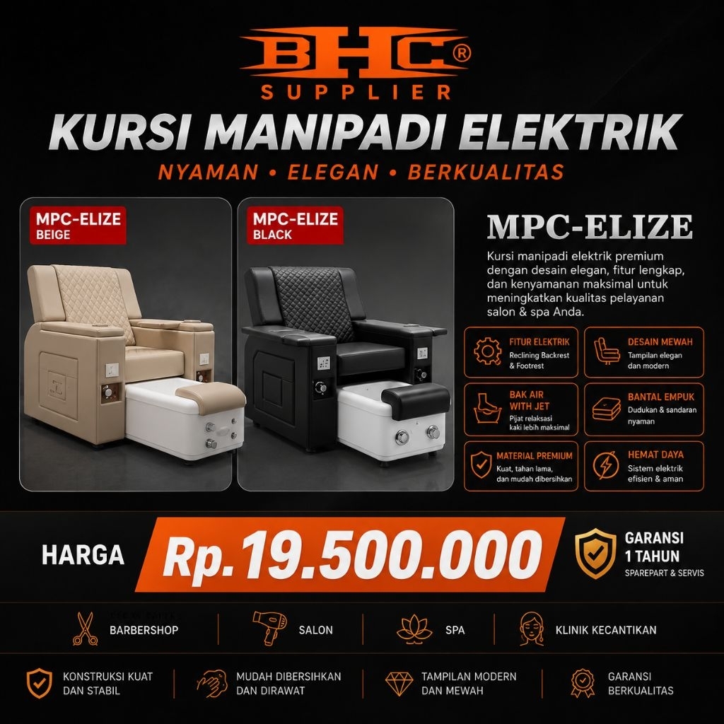 Kursi Manipadi Elektrik MPC-ELIZE Premium Salon Spa Pedicure Manicure Chair Kursi Spa Elektrik Kursi Salon Mewah Bak Air Terintegrasi Reclining Chair Material Premium BHC Supplier — foto 2
