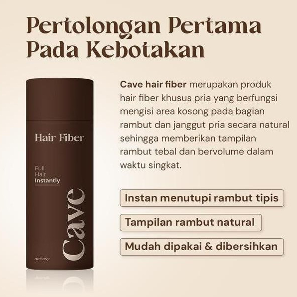 Cave Hair Fiber 25grm dapat membantu mengisi area rambut atau brewok yang tipis/botak agar terlihat lebih tebal dan merata — foto 2