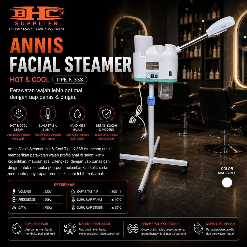 BHC Supplier Annis Facial Steamer Hot & Cool Tipe K-338 Perawatan Wajah Salon 220V 750W