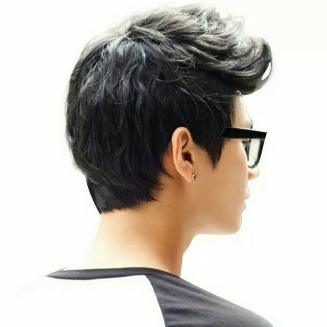 Wig rambut palsu pria pendek model korea tidak panjang wic wigg wik wek laki wanita cowok cowok — foto 3